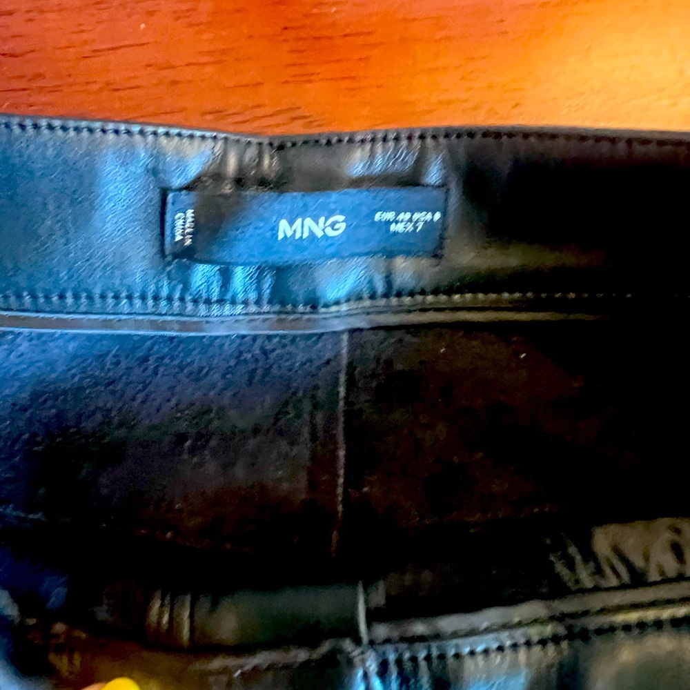 Mango faux leather slacks tapered leg